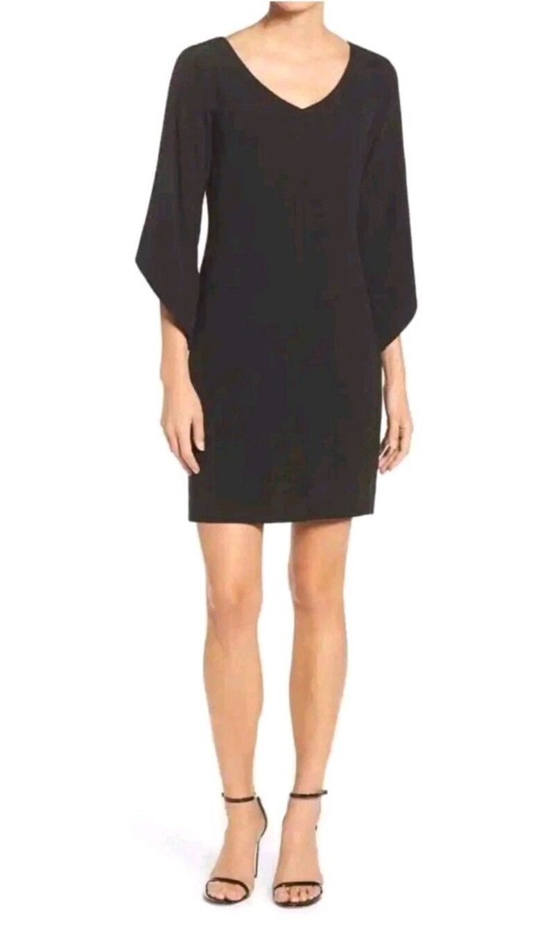 Laundry by Shelli Segal Tulip Sleeve Crepe Shift Dress Women's Party Size 8